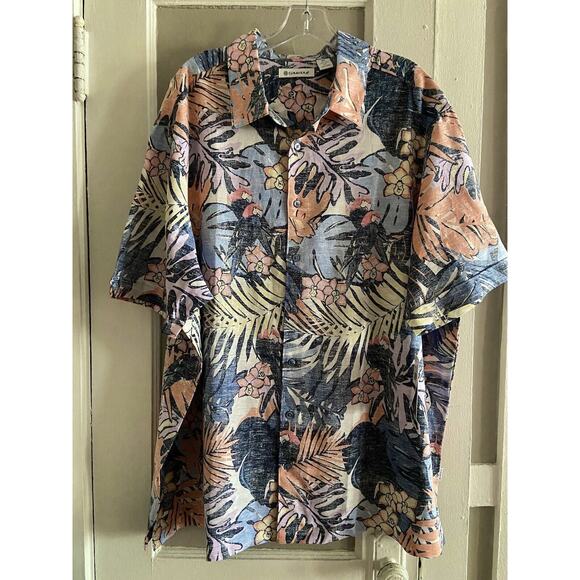 CUBAVERA Blue Tropical Floral Linen/Cotton Shirt sz 2X (NWT) | Big & Tall - Picture 7 of 7